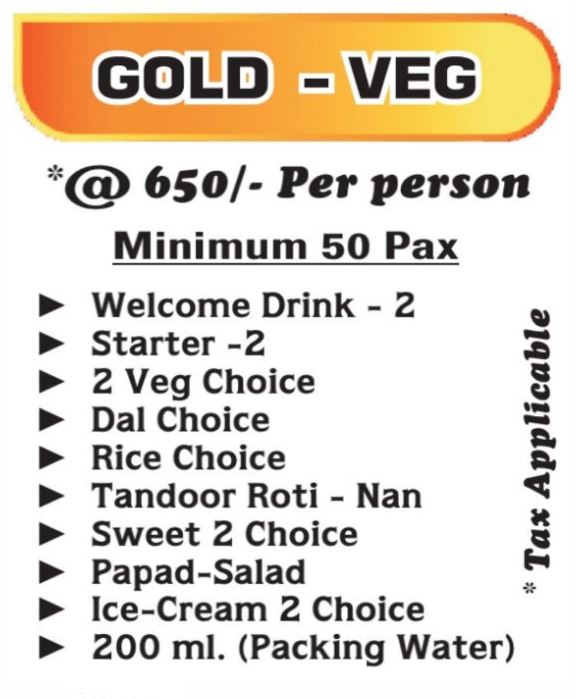 ARYAN'S BANQUET HALL - FOOD PACKAGE